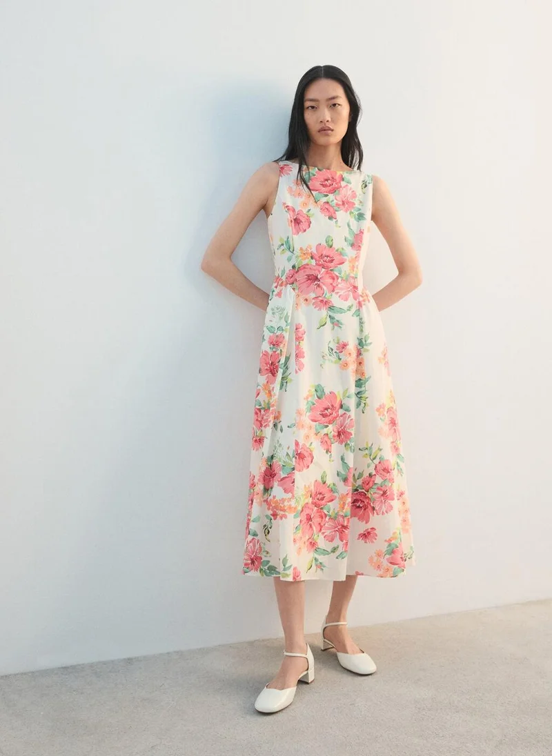 مانجو Floral-print flared dress